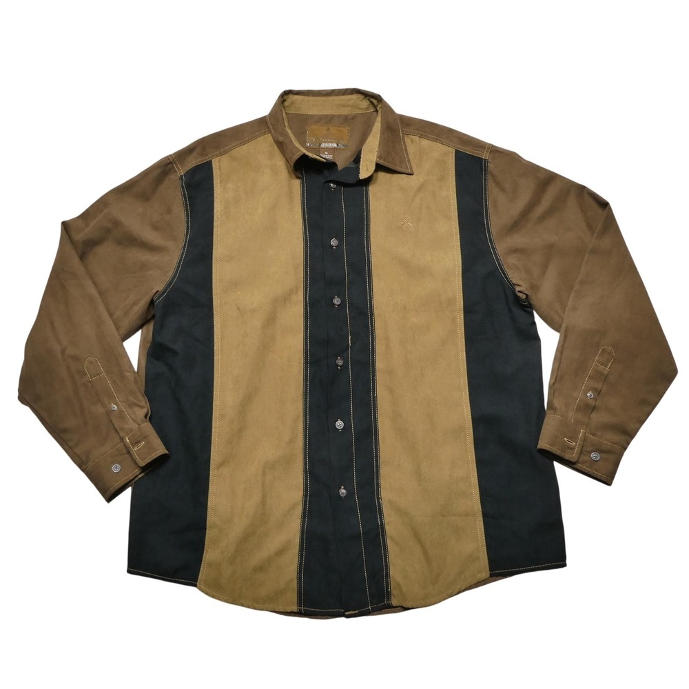 Legendary Whitetails Shirt Mens XL Brown Black Stripe Long Sleeve Button Hunting